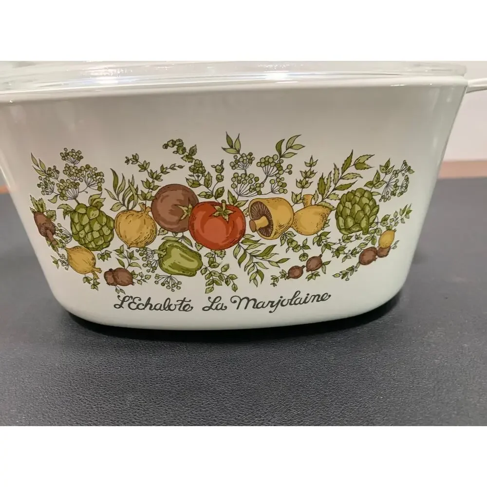 Vtg Pyrex 3 Qt L'Echalote La Marjolaine A-3-B Casserole Dish Spice of Life & Lid